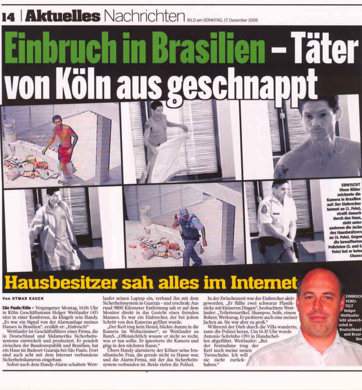 Zeitungsbericht über MEDUSA-Sicherheitstechnik